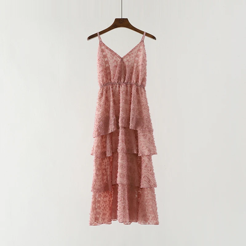 2019 летнее Новое Женское французское платье на бретельках с v образным вырезом без