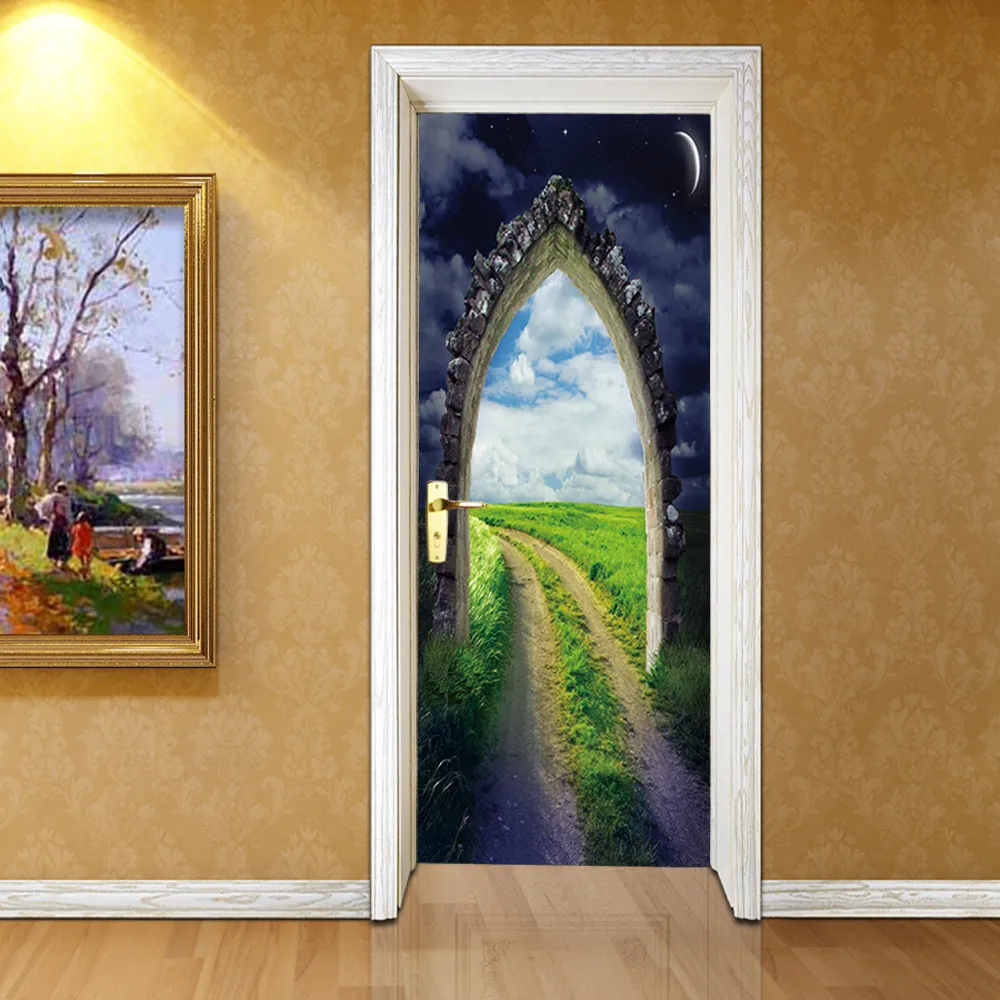 Самоклеящиеся водонепроницаемые обои с трехмерной арочной дверью размером 77*200