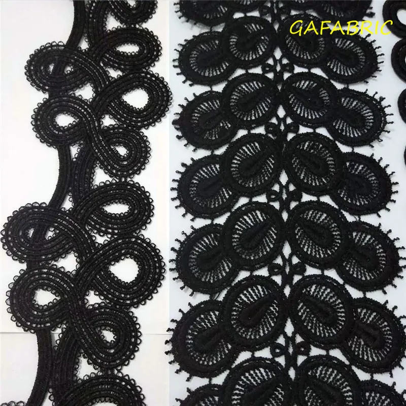 

White and Black Colors Stylish Polyester embroidered lace Fabric Garment lace trims trimmings DIY Sewing accessories 1yard