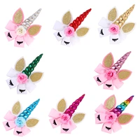 mengna 12pclot new coming unicorn with clipgrosgrain ribbon hair bows hairpins kids girls handmade hair accessories