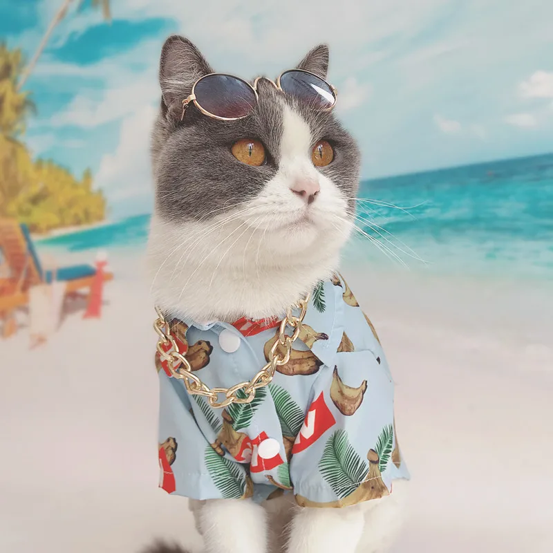 Одежда для котенка пляжная Гавайская кошек одежда домашних питомцев кошки без