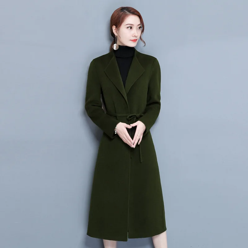 2019 новое шерстяное пальто женский длинный пуховик Зимнее Подиум модное черное