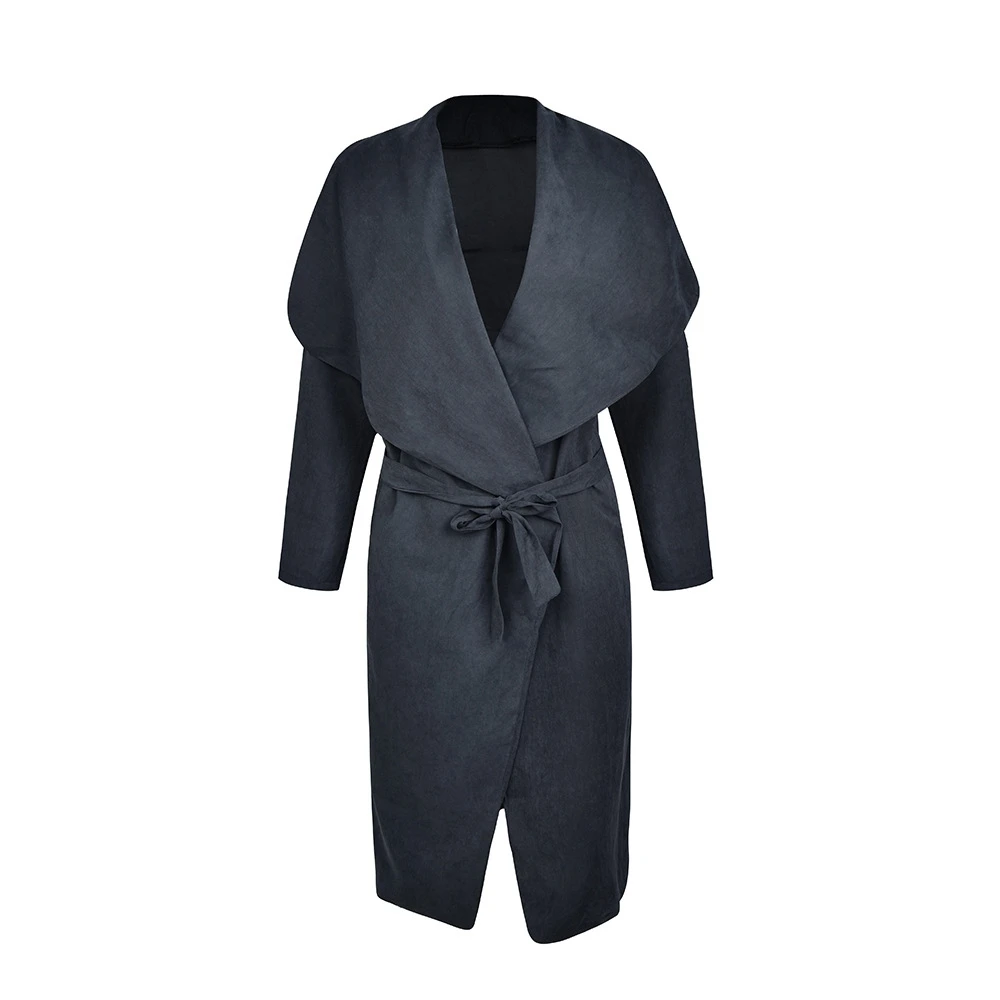 Длинный плащ Асимметричный длинный рукав Тренч Верхняя одежда Офисная Леди