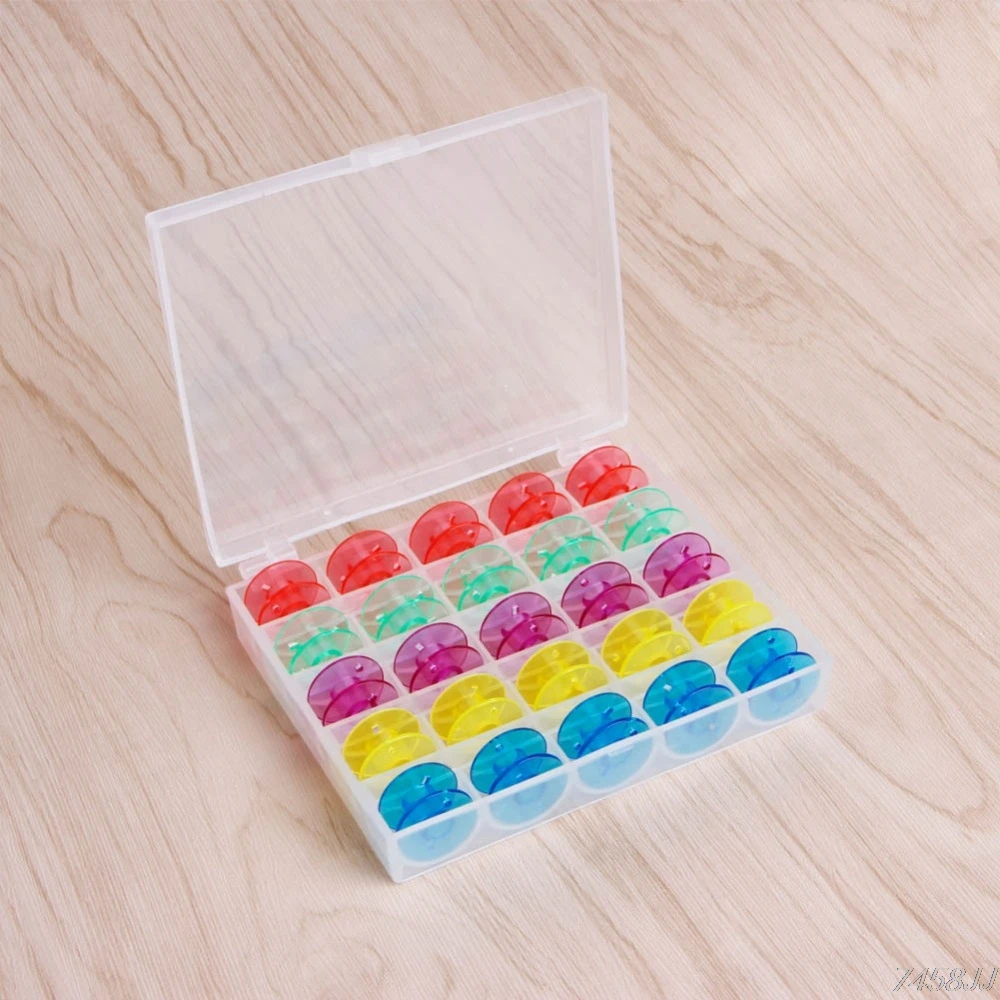 25Pcs Plastic Sewing Machine Empty Bobbin Case in Storage Box Assists Threading Needle Tailor Tools for Fabric Tool # | Дом и сад