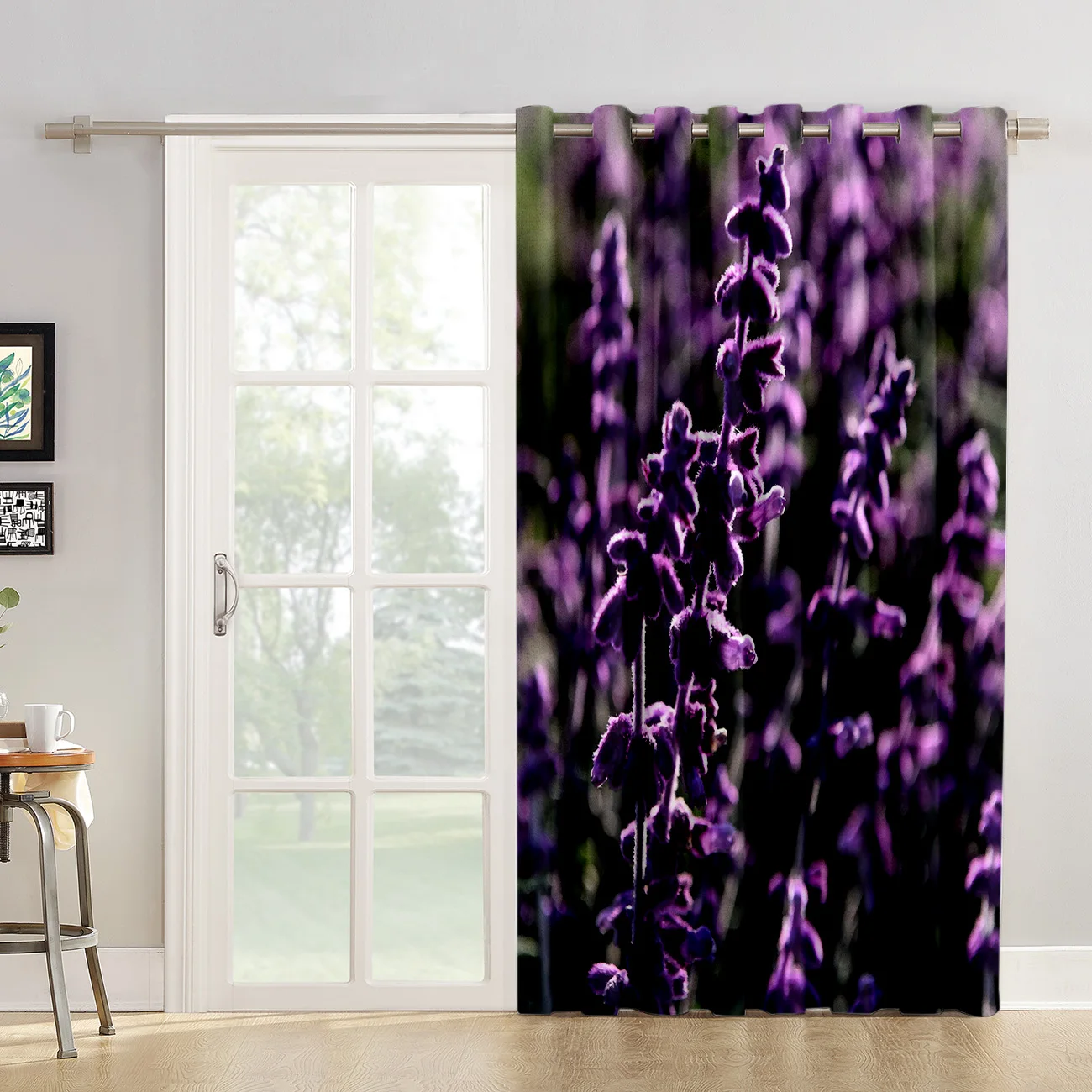 Lavender Island Flower Room Curtains Large Window Living Room Kitchen Bedroom Floral Decor Kids Curtain Panels With