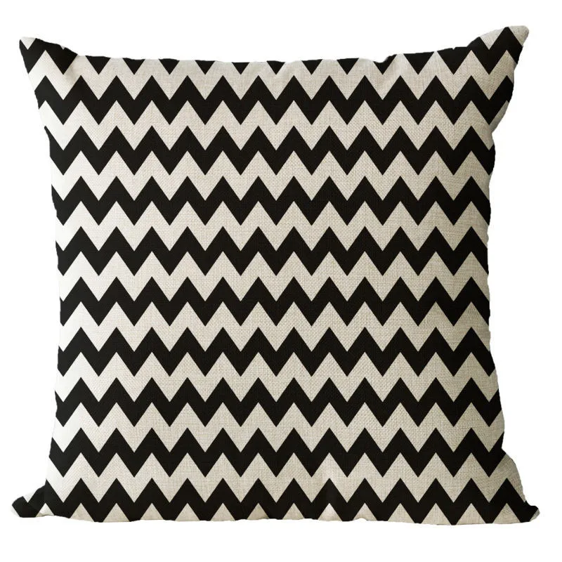 Vintage Simple Cotton Linen Pillowcase Cover Chair Waist and Seat Square Black white Geometry Cushion Home Decorative | Дом и сад