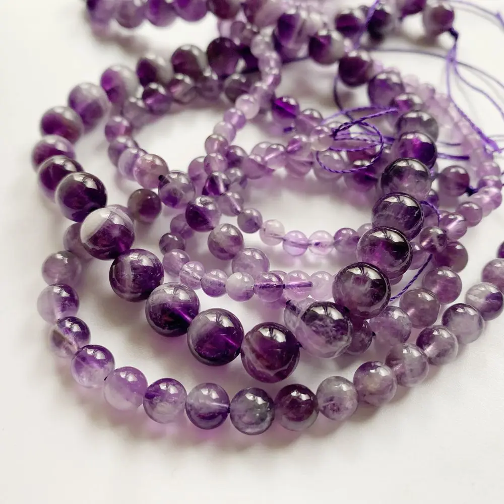 Natural Quartz Purple Crystal Stone Beads Round Quartz Beads Strands 4 6 8 10 12mm Polished Loose Beads Stones Dropship