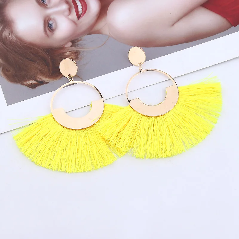 Серьги-подвески с кисточками дизайнерские болтающиеся серьги в форме веера