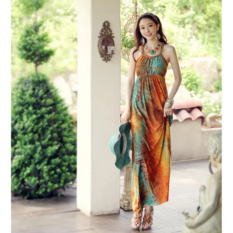 Новинка 2017 женские богемные v-образным вырезом Спагетти Ремень парадный вечерний