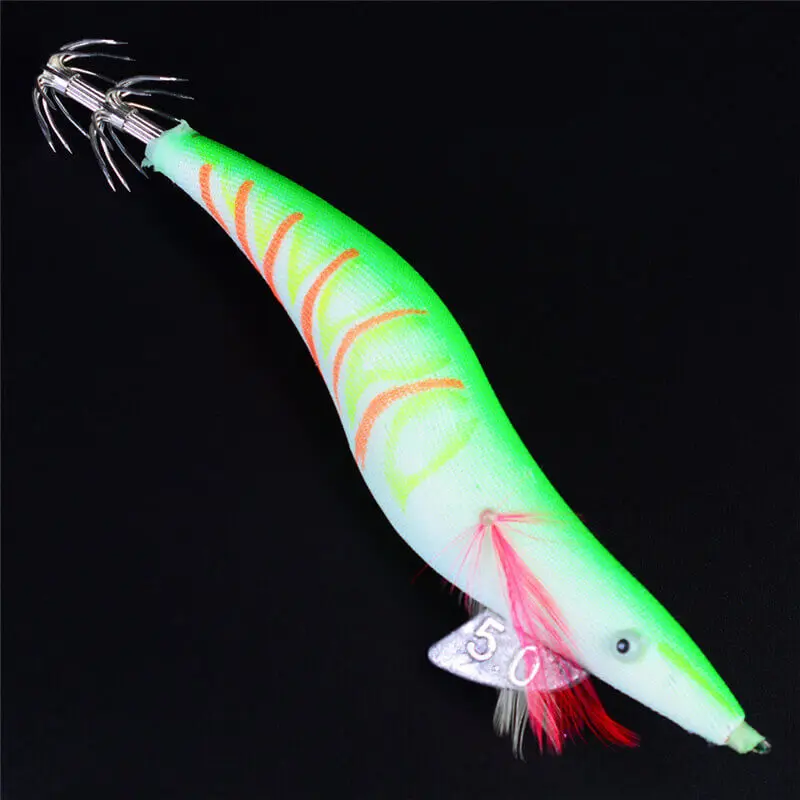 5pcs 19cm/42.6g Squid Jig Shrimp Fishing Lures Bionic Bait 5.0# Vertical Hook Lure Artificial Crankbait Swimbait Saltwater Sea | Спорт и