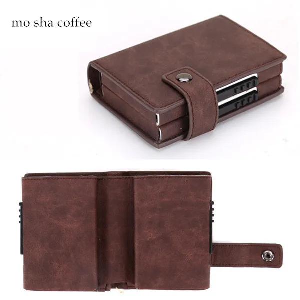 mo sha coffee X-35C BISI GORO алюминиевый кошелек кредитный держатель для карт металлический с блокировкой RFID многофункциональный кошелек дорожный металлический чехол - Цвет: mo sha coffee X-35C