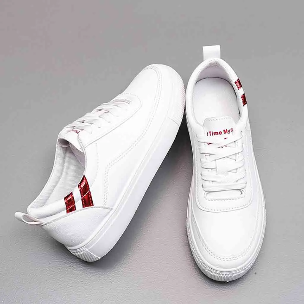 Женские кроссовки на шнуровке повседневные однотонные Туфли с круглым носком