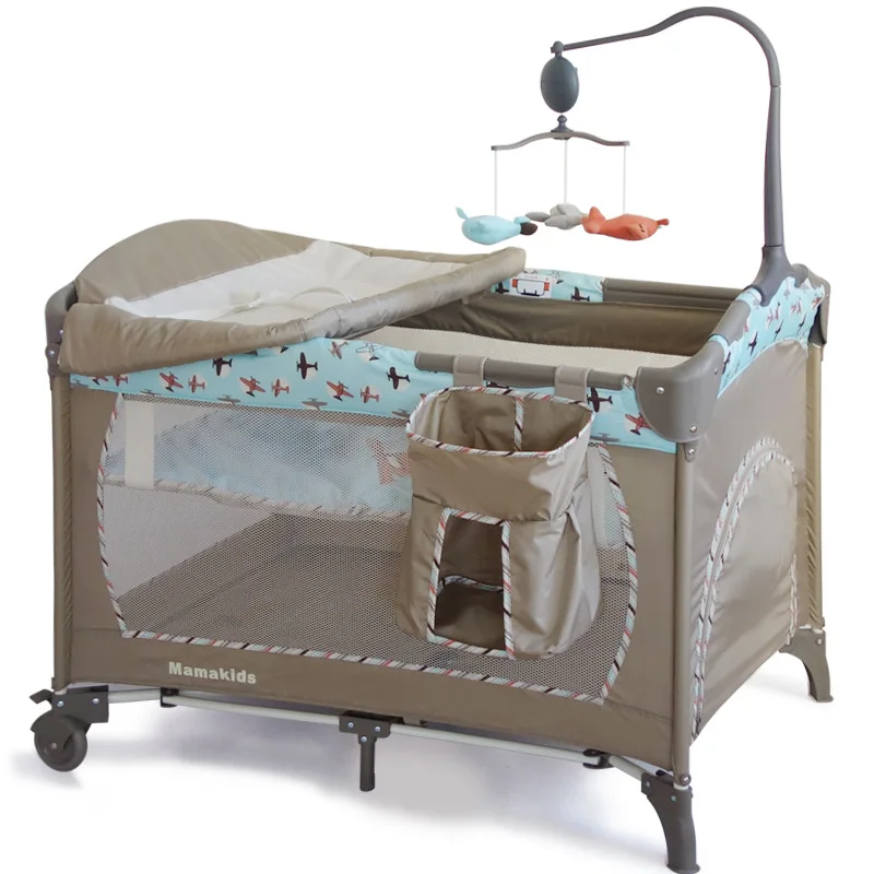 Babytrend в том же параграфе прямая складная кроватка Многофункциональная портативная игровая кровать детская с пеленками набор колесико для детской кроватки