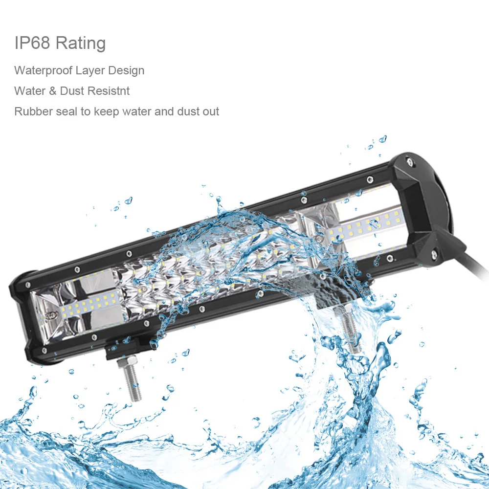 Прямой светодиодный светильник 3 ряда 12 дюймов 16 19 23 дюйма для автомобилей 4WD 4x4