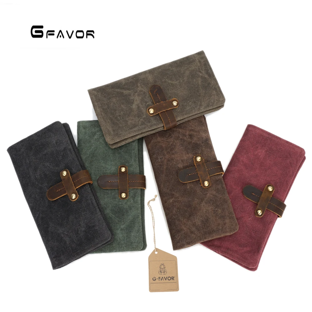 Для Мужчин's Винтаж холст кожаный бумажник мульти-карта длинные Двойные