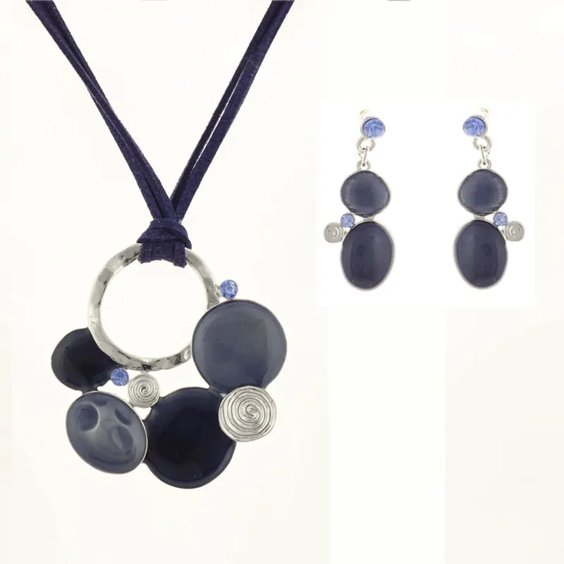 2016 новый стиль эмаль Колье Шейное ожерелье и серьги набор шнуров Модный комплект