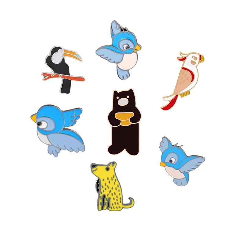 Эмалированный Детский рюкзак с синими птицами медвежатами собаками милыми