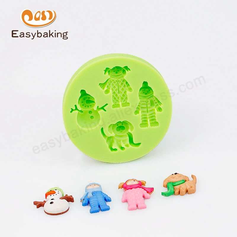 Рождественская тема Снеговик милый мальчик девочка и мини Собака кексы