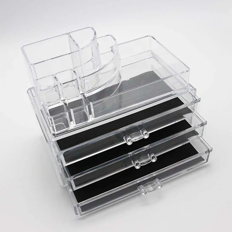 

Transparent Acrylic Cosmetic Desk Makeup Organizer Case Storage with Drawer Insert Jewelry Box Holder Makeup Container Boxes