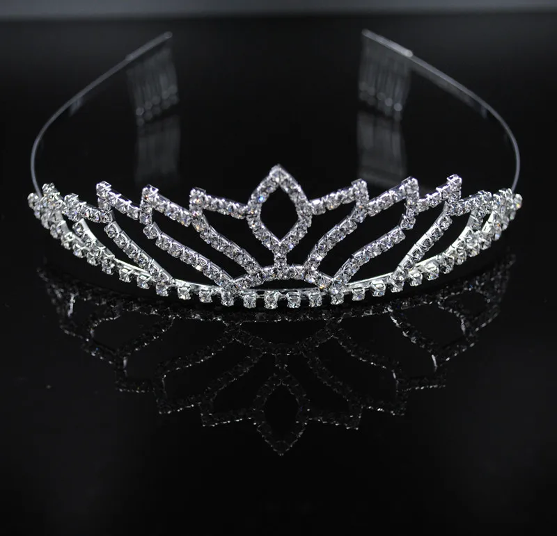 Роскошная Серебристая корона с кристаллами Великолепная свадебная тиара