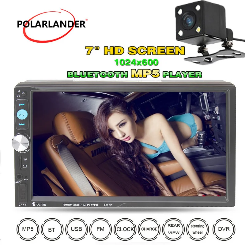 7 дюймовый автомобильный MP5 HD плеер с Bluetooth MirrorLink 7023D аудиоплеер кардридером радио