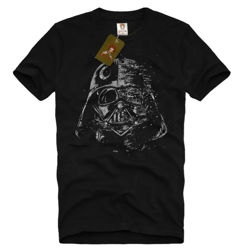 Черный Star Wars лорд Дарт Вейдер Galaxy Мужская футболка йода R2D2 Новинка забавная футболка новые мужские забавные модные классический ремешок для часов рубашки - Цвет: Черный