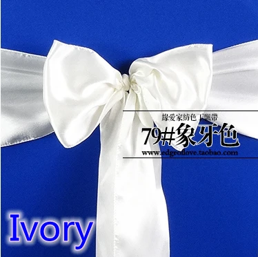 Цвета Слоновой Кости Атласный створки стул свадебное украшение галстук бабочка