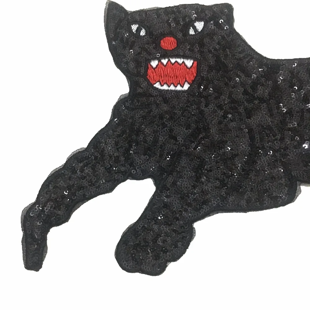 Черные блестки большая Кружевная аппликация вышивка аксессуары для украшения |