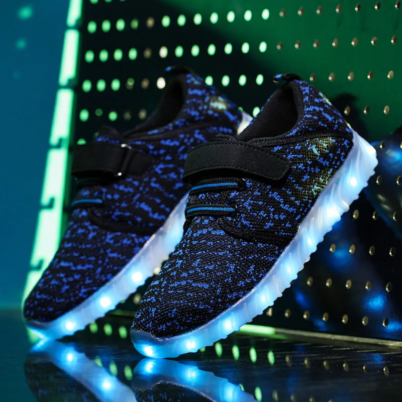 Hook &amp Loop Kids Glowing Shoes Boys Girls Flash Led Light Muti Color Children Luminous Sneakers | Детская одежда и обувь