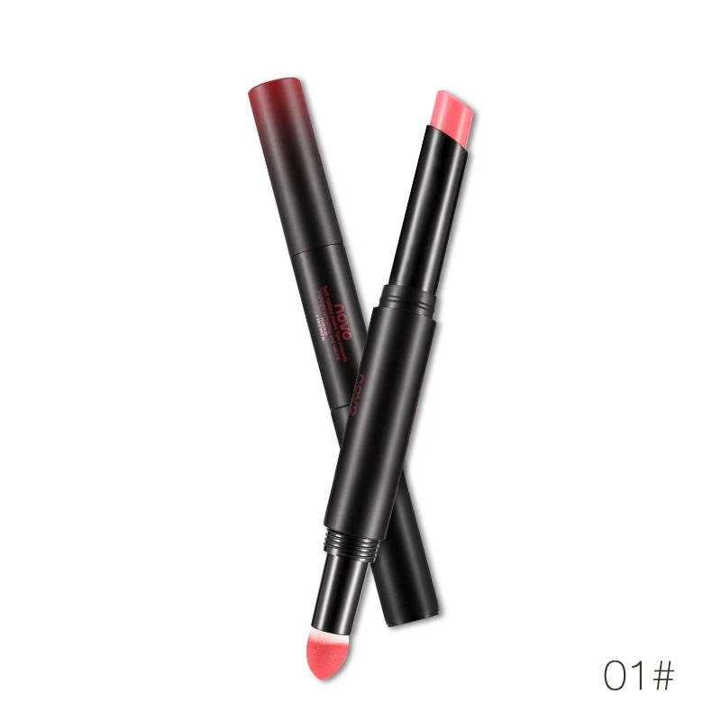 01 coral pink NOVO двухсторонняя губная градация макияж ручка светлый цвет губная помада+ матовая Подушка Увлажняющая губная помада Водонепроницаемая Batom - Цвет: 01 coral pink