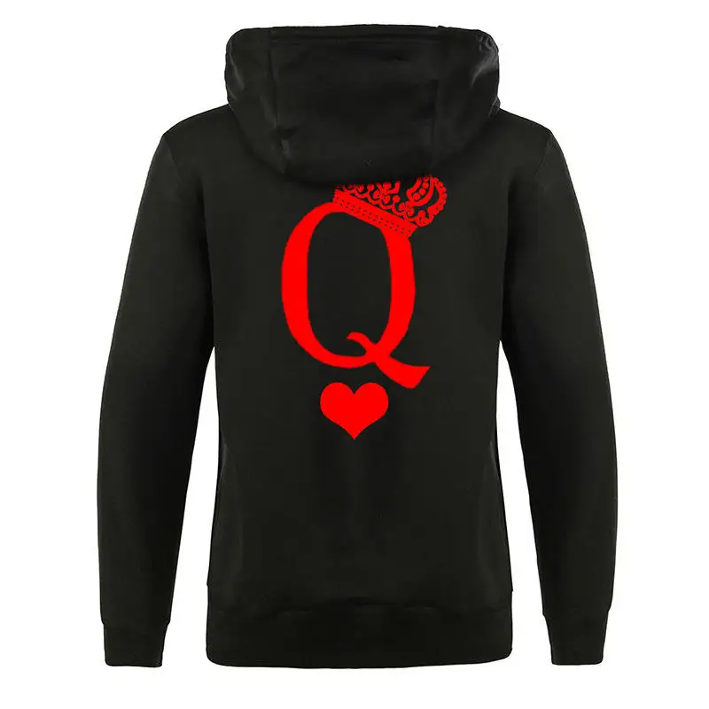 Queen KING с принтом, с капюшоном, с длинным рукавом, для пары, топ, модный, стиль, повседневная женская футболка, с буквенным принтом, король, королева, с длинным рукавом, рубашка для женщин - Цвет: as picture