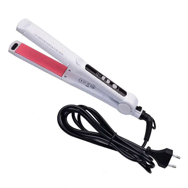 3-In-1 Tourmaline Ceramic Hair Curler Straightener + Corn Curling Iron +Hair Flat Styling Tool |