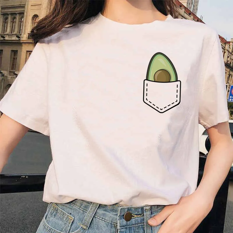 Авокадо Футболка женская kawaii vegan femme Топ футболки футболка уличная одежда с графическим принтом 90s одежда гранж Женская harajuku футболка - Цвет: 4919