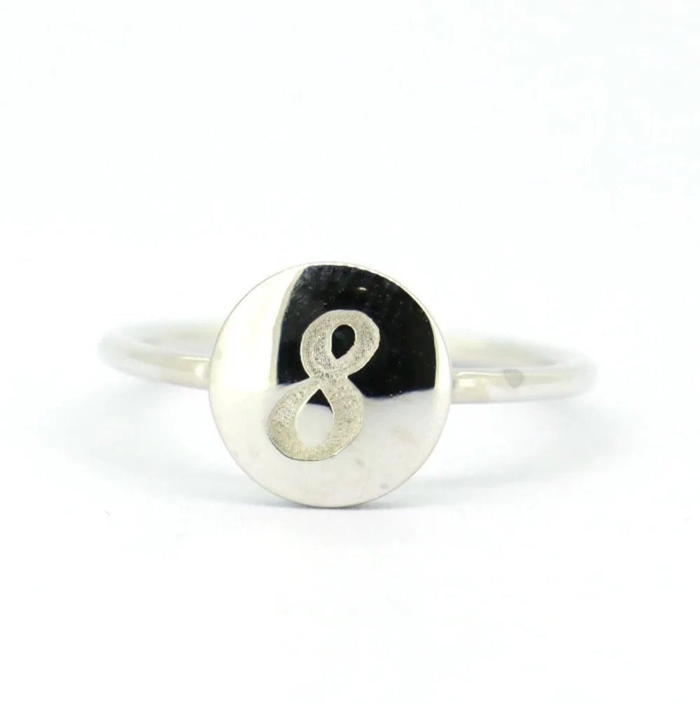 Твердые Стерлингового Серебра 925 Простой Счастливое число 8 кольца для партии (4