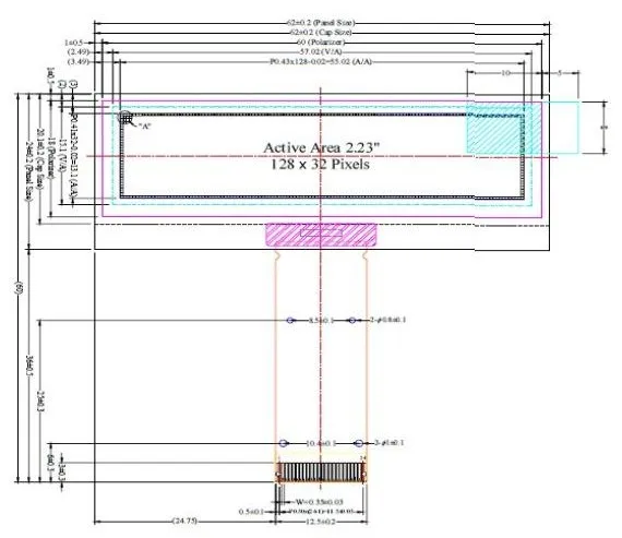 2,23 дюйма 24P SPI синий/зеленый/белый/желтый oled-экран SSD1305 Привод IC 128*32 параллельный/igc интерфейс