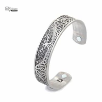 my shape silver plated wristband magnetic bracelets bangles for women viking open cuff bangle men tree of life engraved jewelry