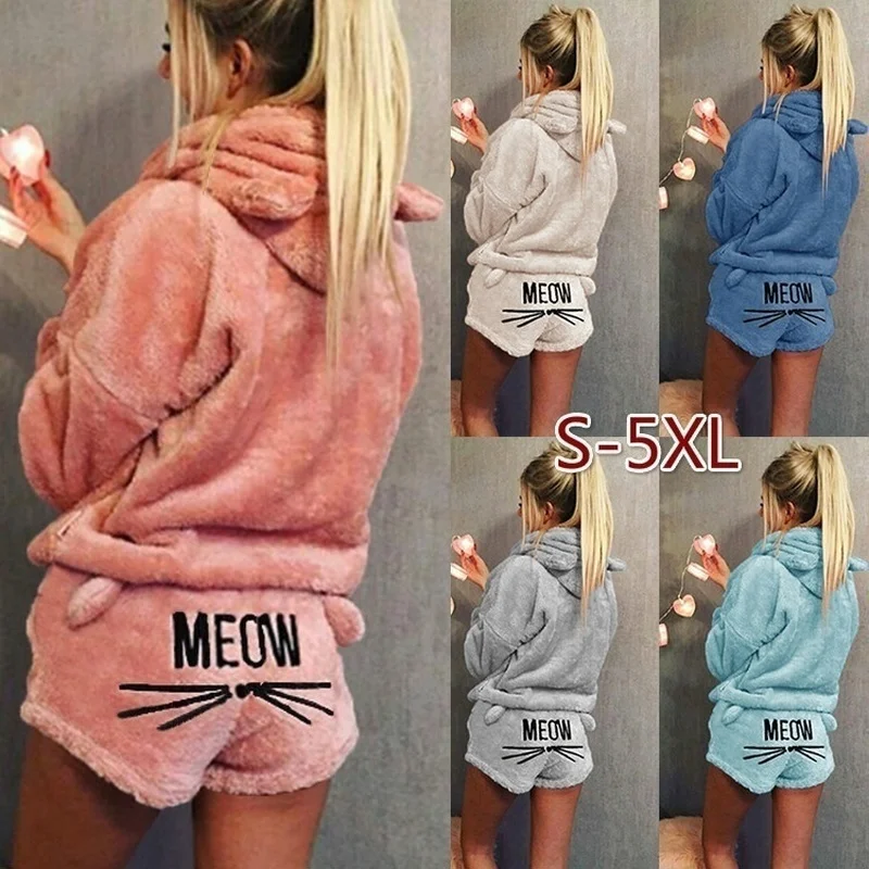 Женские Фланелевые Пижамные комплекты ZOGAA теплые пижамные с рисунками животных