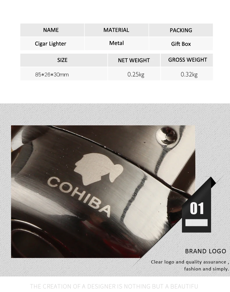 COHIBA Черный 4 красный фонарь реактивного огня ветрозащитная Зажигалка для сигар классический кубинский многоразового пламени зажигалки зажигалка встроенный перфоратор дрель