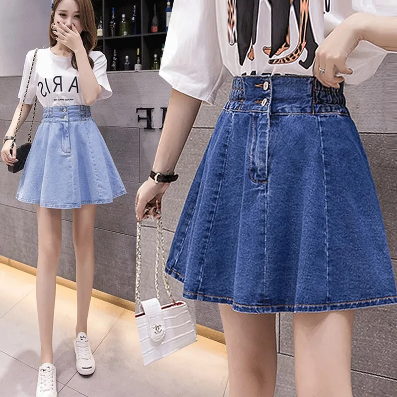 Юбка женская джинсовая плиссированная Повседневная модная винтажная мини юбка