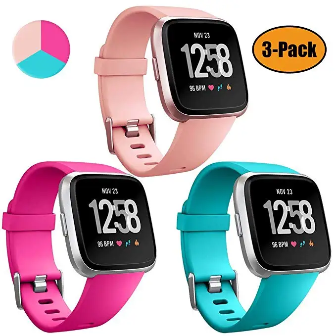 3 шт цветной мягкий силиконовый сменный спортивный ремешок для Fitbit versa 2, браслет на запястье, ремешок, браслет