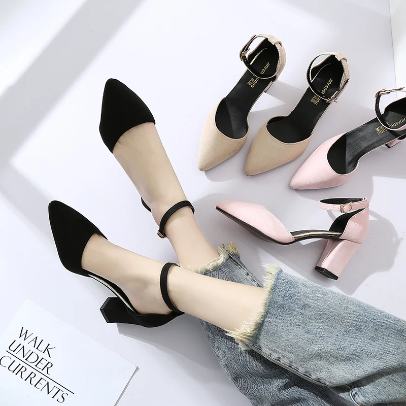 Новинка 2019 года сезон лето корейский стиль женская обувь на высоком каблуке