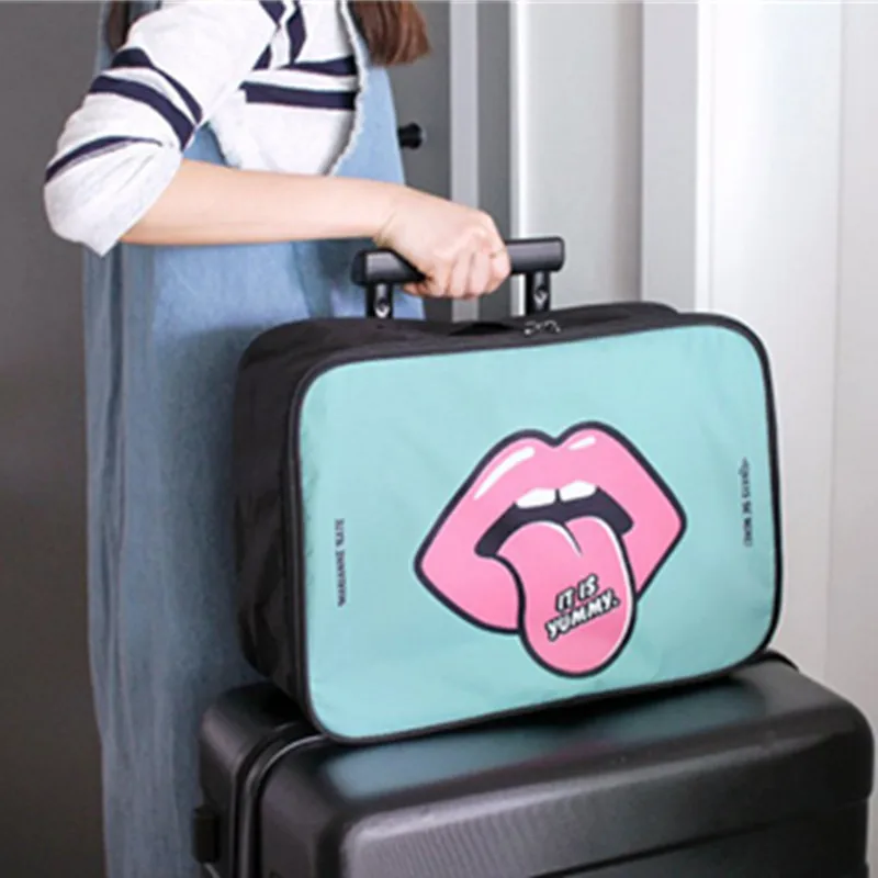 Cute Cartoon Travel Storage Bag Portable Clothes Organizer Big Mouth Ziplock For Underwear Toiletries Clothing Pouch | Дом и сад