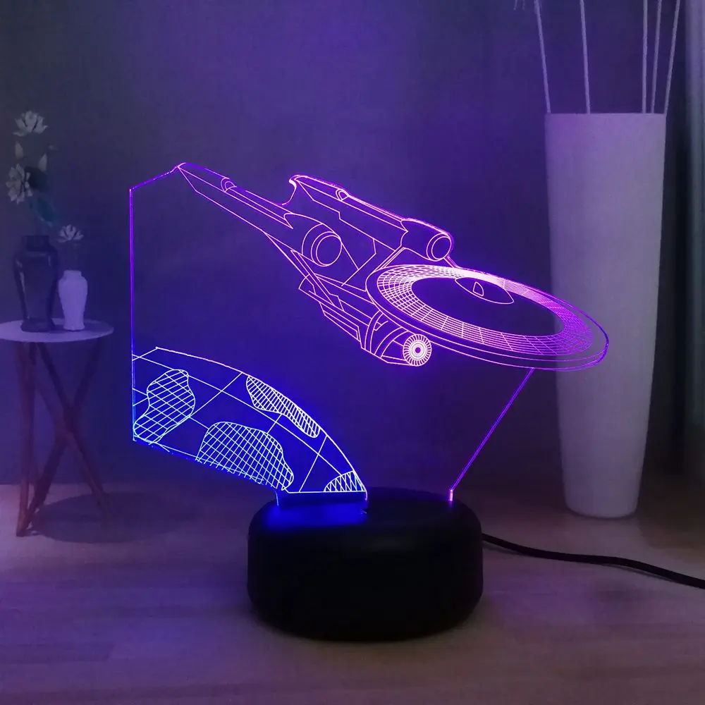 Креативный USS предприятие светодиодный ночник Звездные войны Trek космический корабль Детская комната Декор USB пульт дистанционного 3D настольная лампа детский подарок