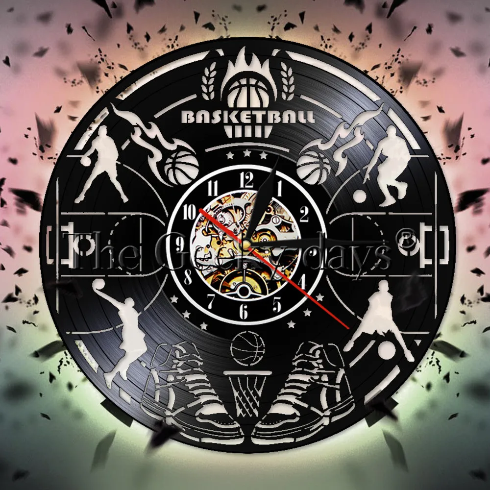 Баскетбольные виниловые часы в виде виниловой пластинки силуэт виниловая Запись