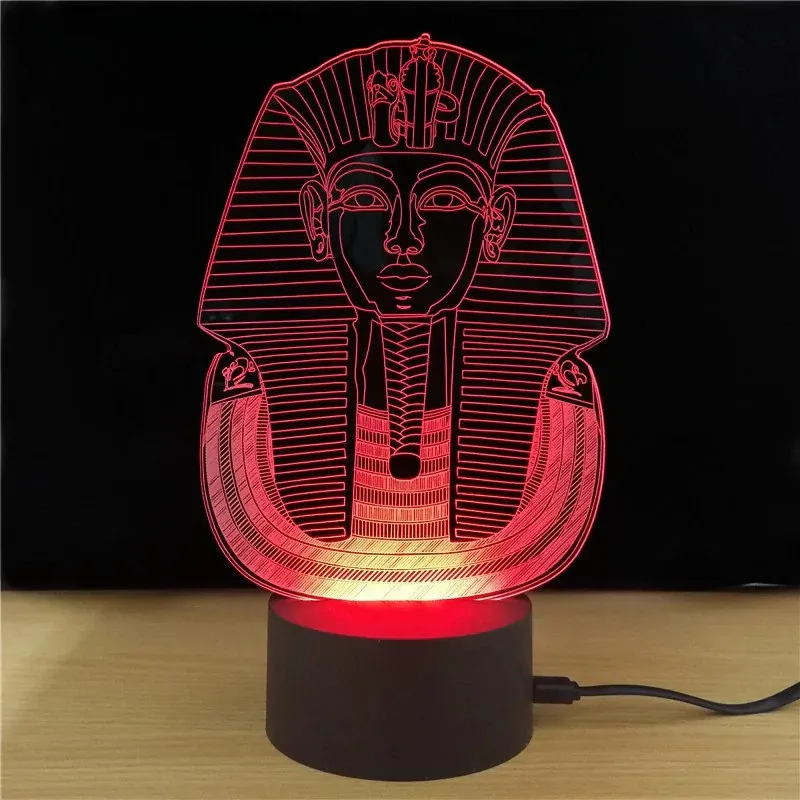 7 цветов Египетский Сфинкс настольная лампа 3D светодиодный визуальный Фараон