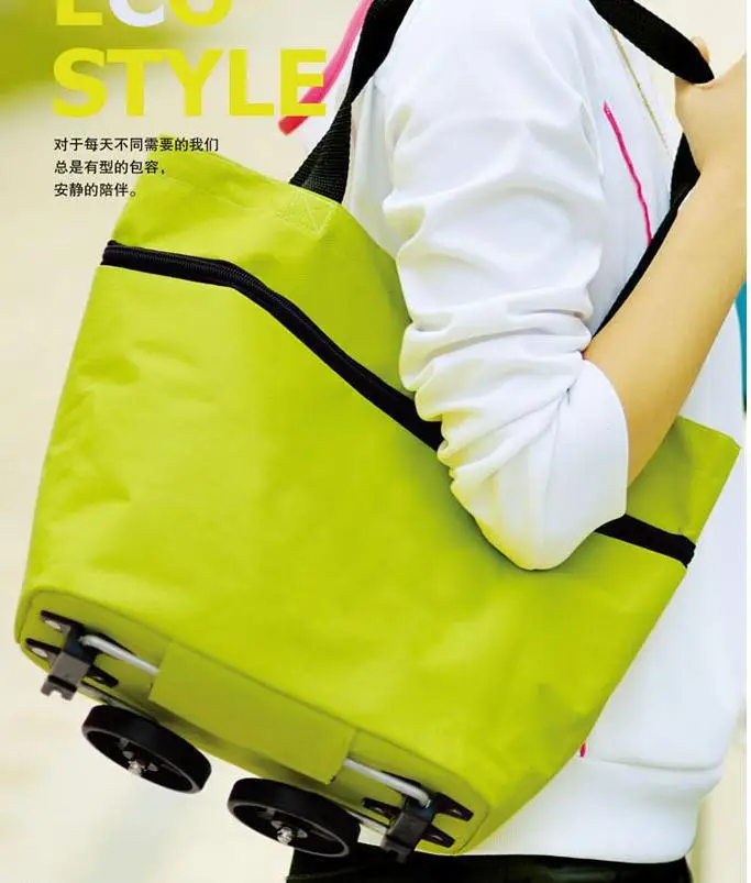 Free shipping portable shopping cart foldable trolley tote bag with wheel Rolling folding | Багаж и сумки