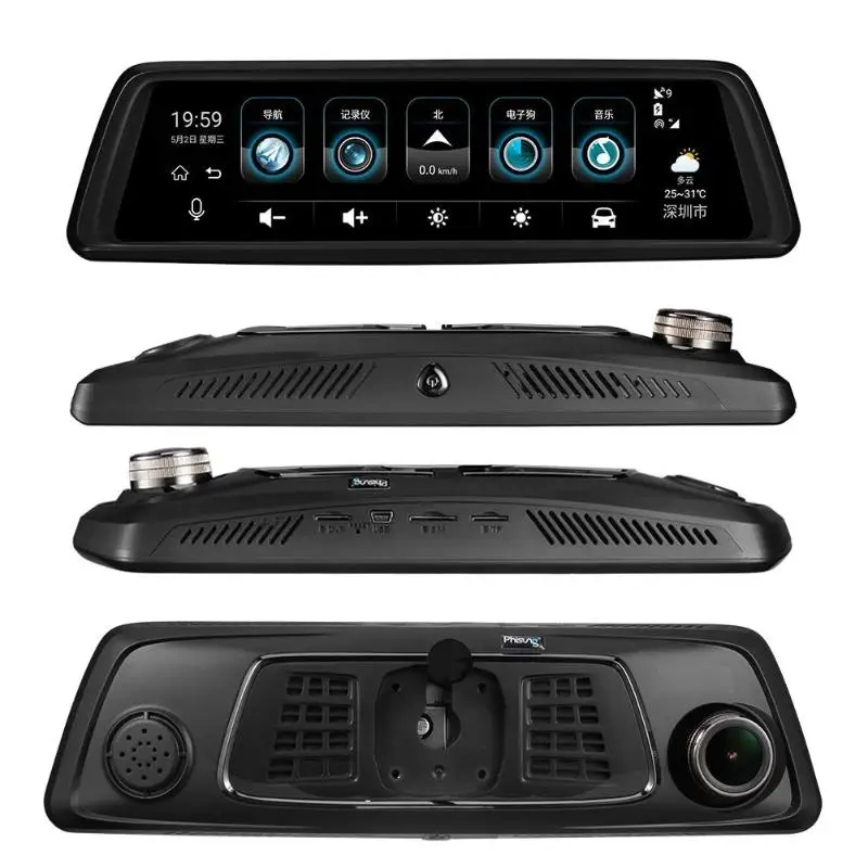 Phisung V9, 1296 дюйма, Full HD, P, четыре объектива, автомобильная dvr камера, 4G, WiFi, Автомобильное зеркало заднего вида, ночное видение, видео рекордер, видеорегистратор