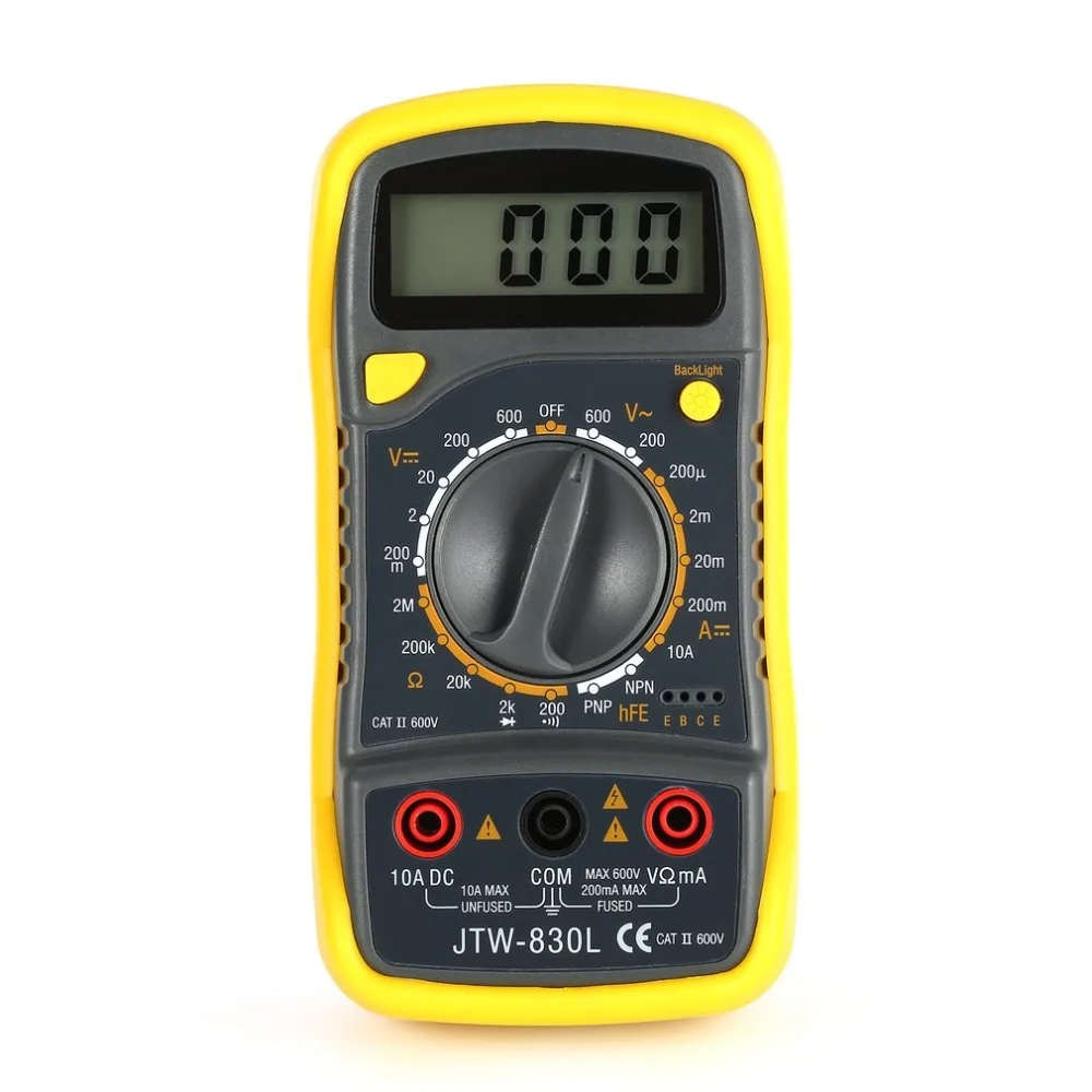 JTW 830L Цифровой мультиметр портативный мини цифровой 1999 отсчетов AC/DC Вольт Ампер hFE