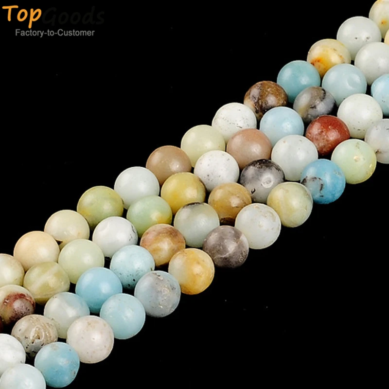 TopGoods круглые бусины с натуральным разноцветным амазонитом свободные для