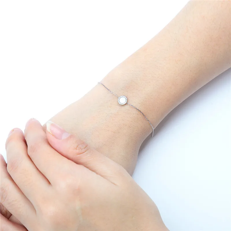 AINUOSHI Pure 18 K Белый Золотой женский чехол для телефона, украшенный камнями Натуральный Белый Оникс Круглые серьги, ожерелья комплекты ювелирных браслетов